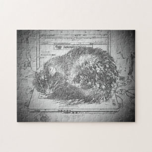 Kat Napping op de laptop of maak je eigen Legpuzzel