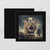 Kat neemt selfie met ufo en bigfoot grappig cadeau kaart (Voorkant / Achterkant)