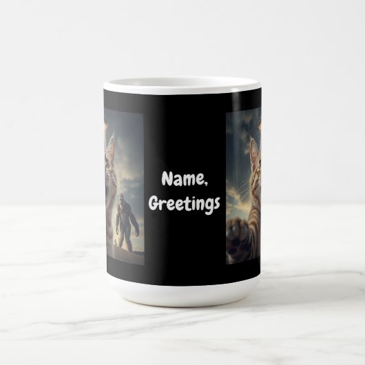 Kat neemt selfie met ufo en bigfoot grappig cadeau koffiemok (Center)