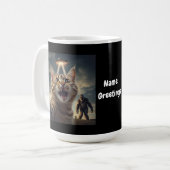 Kat neemt selfie met ufo en bigfoot grappig cadeau koffiemok (Voorkant links)