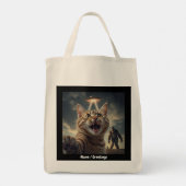 Kat neemt selfie met ufo en bigfoot grappig cadeau tote bag (Achterkant)