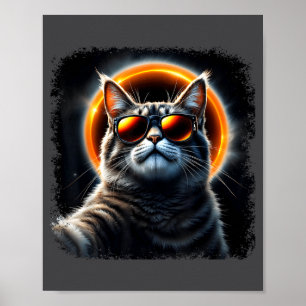 Kat neemt selfie met zonsverduistering 2025 grappi poster