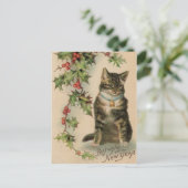Kat Nieuwjaar Kerstpost Kaart (Staand voorkant)