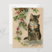 Kat Nieuwjaar Kerstpost Kaart (Voorkant / Achterkant)