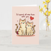 Kat Nine Lives Liefde Kaart (Gele Bloem)