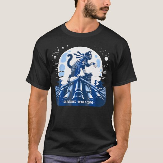 Kat Ninja Japans Samurai Kat Kawaii Maan Anime T T-shirt (Voorkant)