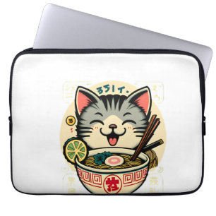 Kat Noodle Japanse Anime ga Kawaii Kat Laptop Sleeve