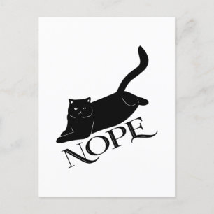 Kat "Nope" grappig zwart design Briefkaart
