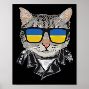 Kat Oekraine Vlag Zonnebril - Cool Oekraïense Kat Poster