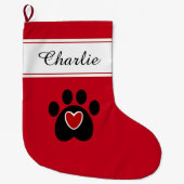 Kat- of hondenbank-afdrukken met een rood hart grote kerstsok (Voorkant)