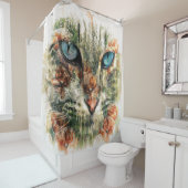 Kat Ogen en Bloemen Poppy Douchegordijn (In situ)