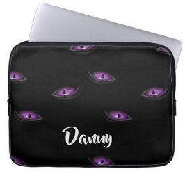 Kat-ogen met eigen naam laptop sleeve