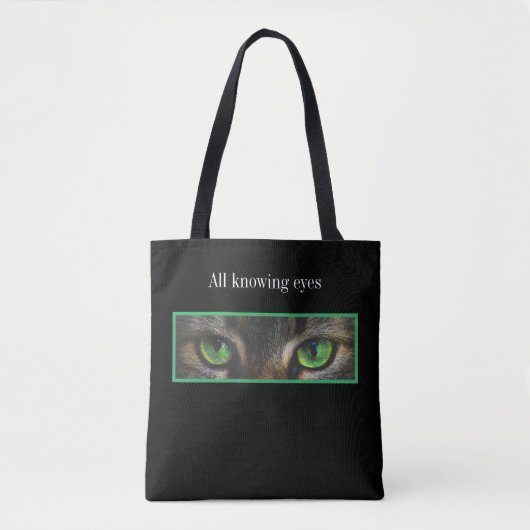Kat-ogen zwart tote bag (Voorkant)