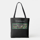 Kat-ogen zwart tote bag (Achterkant)