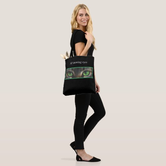 Kat-ogen zwart tote bag (Op model)
