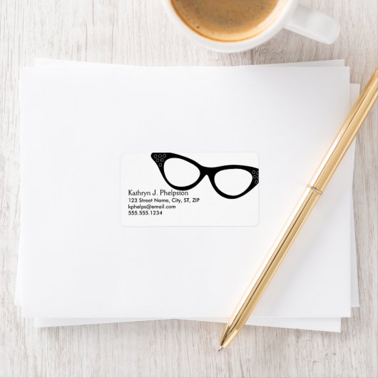  Kat-ogen zwarte glazen Adres Etiket (Insitu)