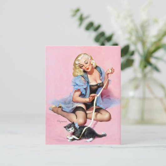 Kat omhoog briefkaart (Staand voorkant)