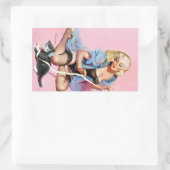 Kat omhoog rechthoekige sticker (Tas)