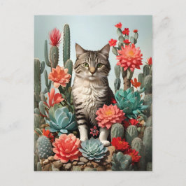 Kat onder de cactussen | Kattenliefhebbers Briefkaart