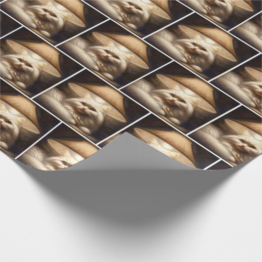 Kat onder een lampenkap schilderij cadeaupapier (Hoek)