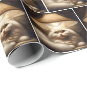 Kat onder een lampenkap schilderij cadeaupapier (Rol Hoek)