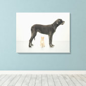 Kat onder Great Dane Canvas Afdruk (Insitu (Houten vloer))