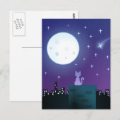 Kat onder het moonlicht briefkaart (Voorkant / Achterkant)