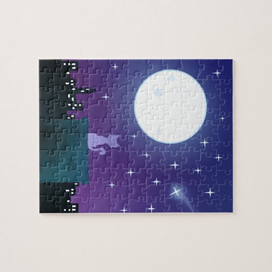 Kat onder het moonlicht legpuzzel (Horizontaal)