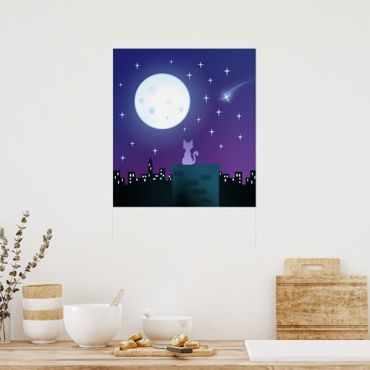 Kat onder het moonlicht poster (Keuken)