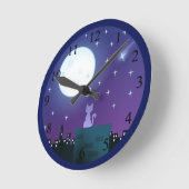 Kat onder het moonlichte nummer ronde klok (Hoek)