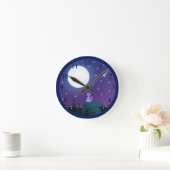 Kat onder het moonlichte nummer ronde klok (Huis)