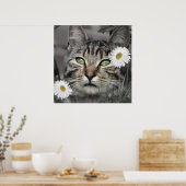 Kat onder het Poster Daisies Print (Keuken)