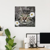 Kat onder het Poster Daisies Print (Thuiskantoor)