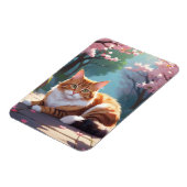 Kat onder Sakura boommagneet Magneet (Linkerzijde)