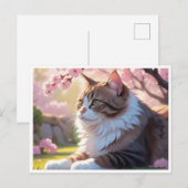 Kat onder Sakuraboom briefkaart (Voorkant / Achterkant)