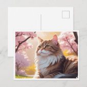 Kat onder Sakuraboom briefkaart (Voorkant / Achterkant)