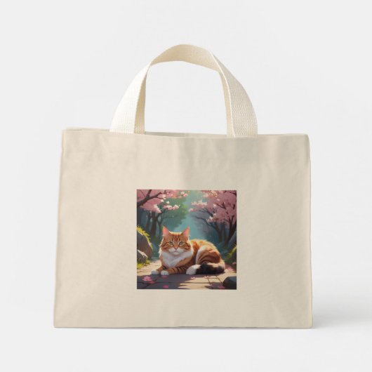 Kat onder Sakuraboom canvas tassen (Achterkant)