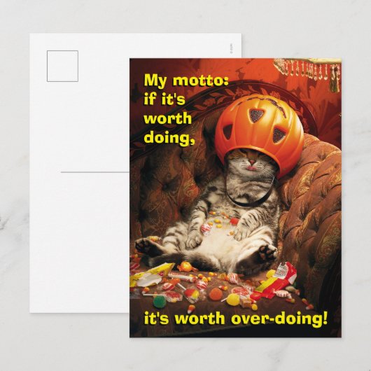 Kat onder Snoep Emmer Uitnodiging Briefkaart (Voorkant / Achterkant)