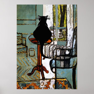 Kat onder Venster, na Matisse Poster