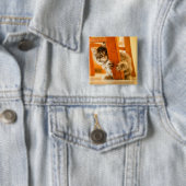 Kat onder voorzitterschap vierkante button 5,1 cm (In situ)