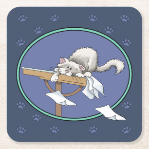 Kat onheilspatroon kartonnen onderzetters