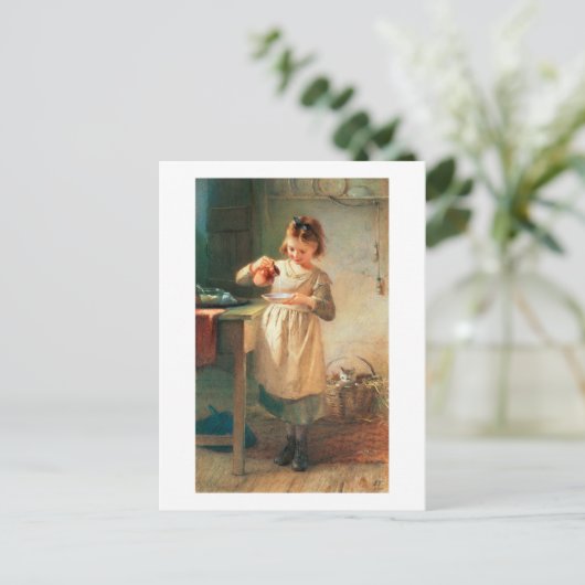 Kat ontbijt briefkaart (Staand voorkant)