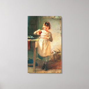 Kat ontbijt canvas afdruk