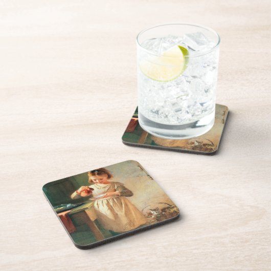 Kat ontbijt drankjes onderzetter (Rechterzijde)