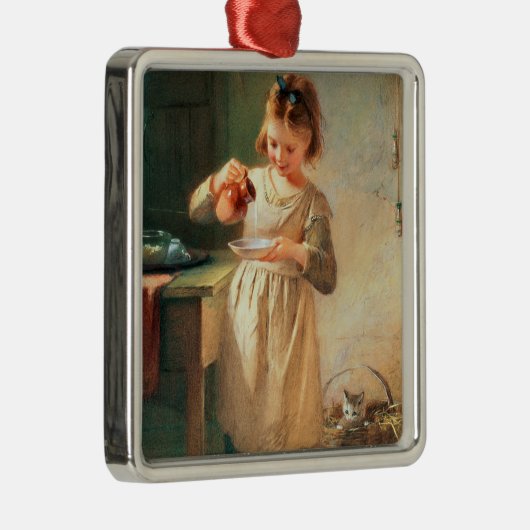 Kat ontbijt metalen ornament (Rechts)