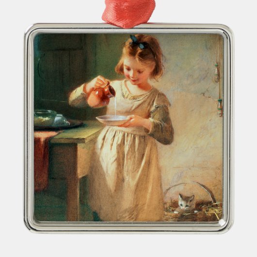 Kat ontbijt metalen ornament (Voorkant)