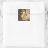 Kat ontbijt vierkante sticker (Tas)