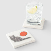 Kat ontmoet de volle maan stenen onderzetter (Zijkant)