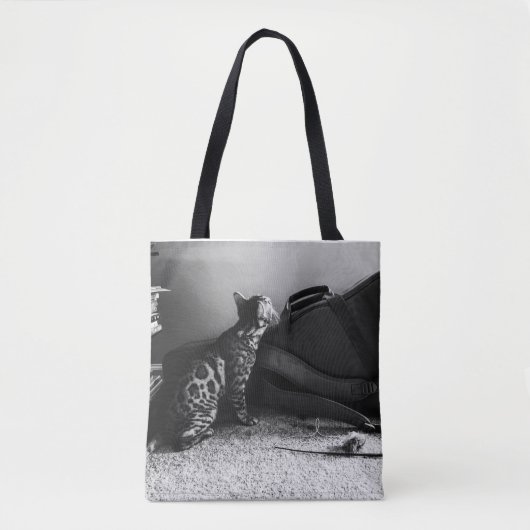 Kat ontmoet gitaar tote bag (Voorkant)