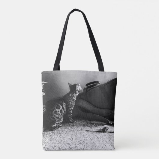 Kat ontmoet gitaar tote bag (Achterkant)